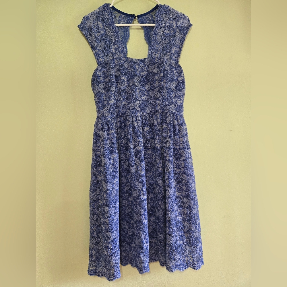 Blue Floral Lace Dress Juniors XL